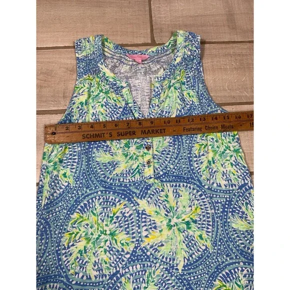 Lilly Pulitzer Essie Shift Dress In the Groove Green Blue Sleeveless Size Small - Picture 4 of 6